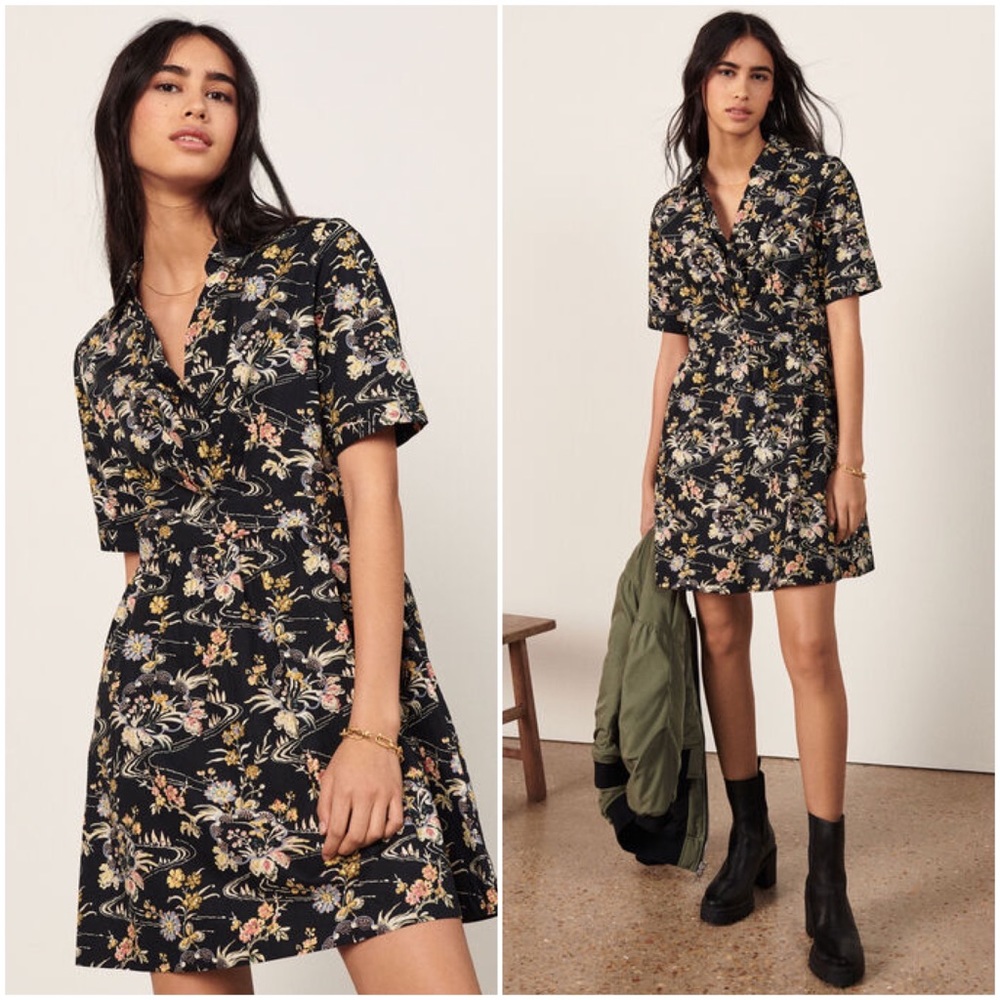 BA&SH Filly Floral Dress - Black